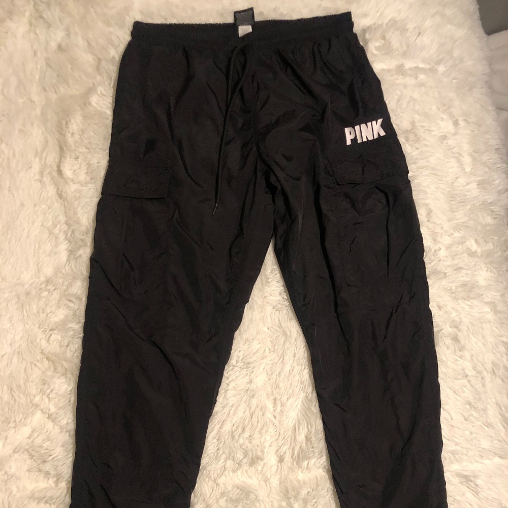 PINK Black Cargo Joggers